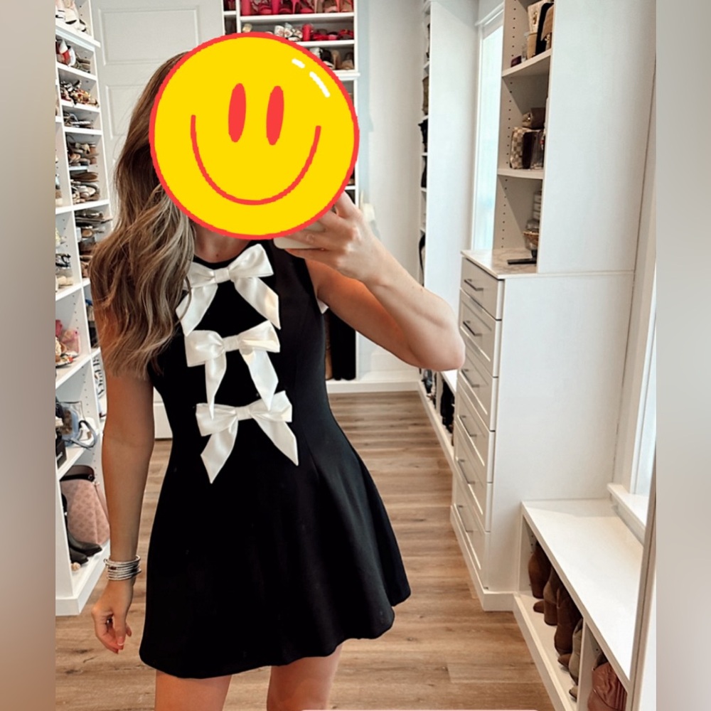 Black Dress with White Bows